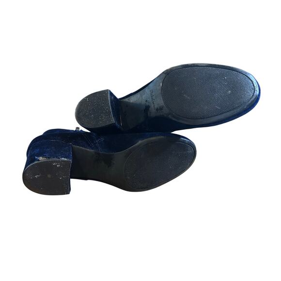 Rebel by Zigi Navy Velvet Ankle Booties Chunky Heel Y2K Size 8 - Picture 4 of 4